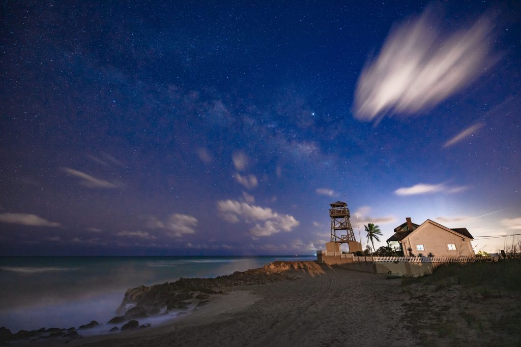 The Milky Way galaxy shown in the night sky over the House of Refuge